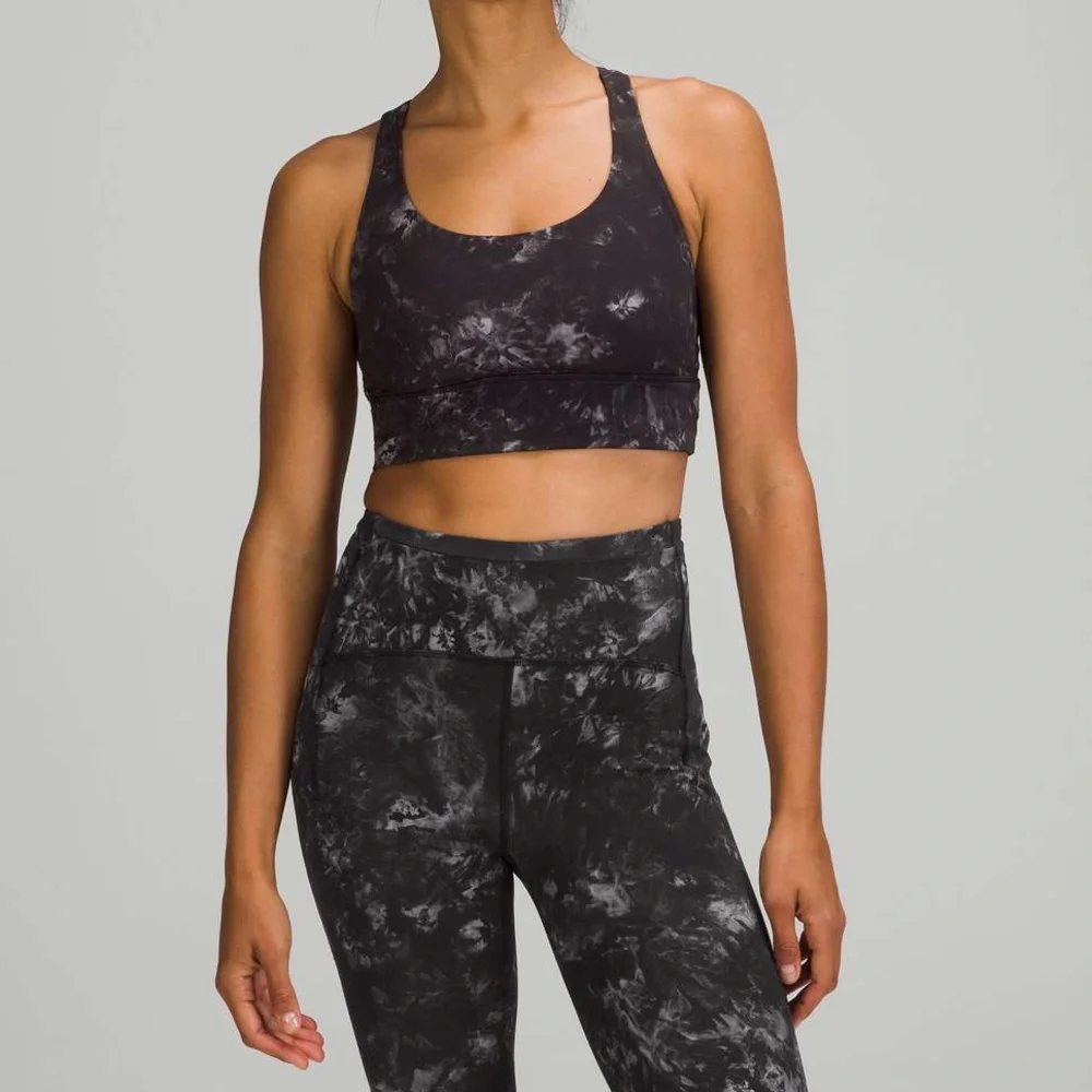Lululemon Energy Bra Longline *Medium Support, B–D Cups Aquila Black Multi
